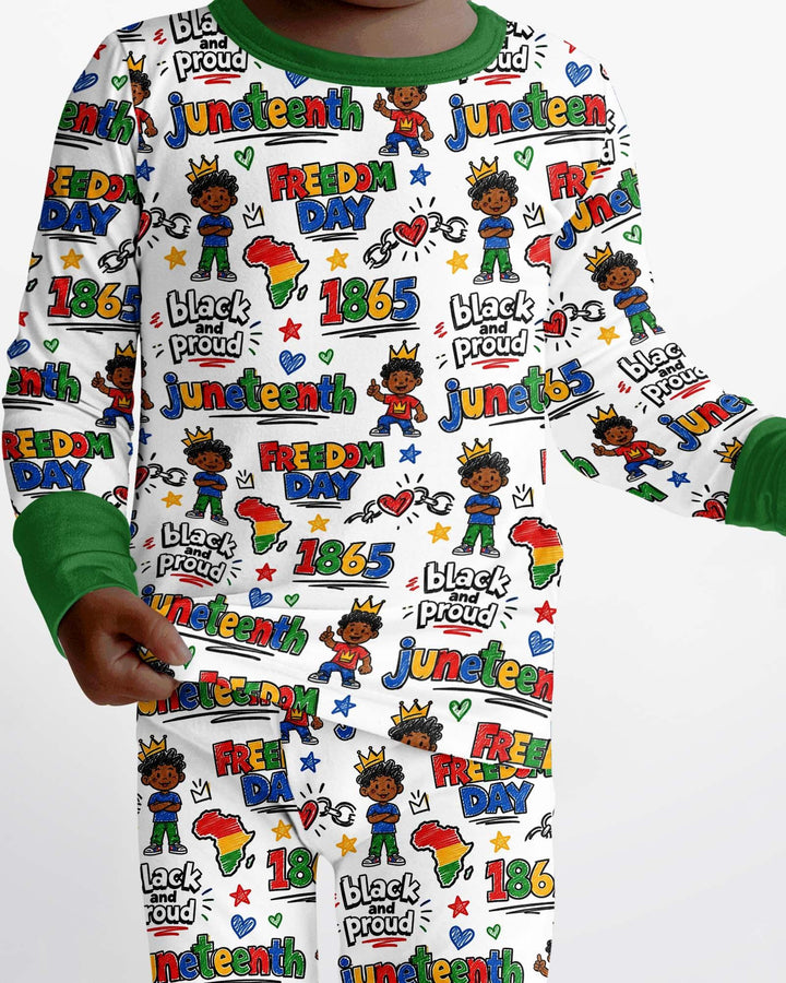 Juneteenth Black and Proud Bamboo Two Piece Long Sleeve Pajama Set