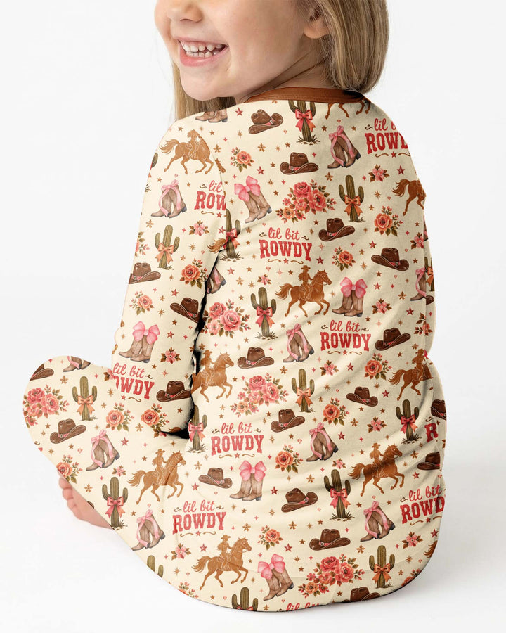Coquette Cowgirl Lil Bit Rowdy Two Piece Long Sleeve Pajama Set
