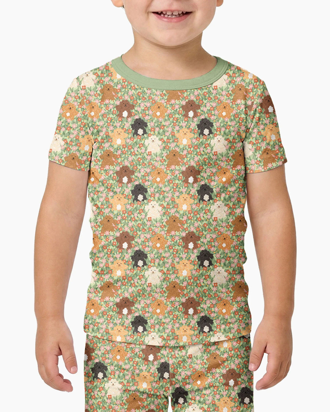 Puppy Garden Family Matching Bamboo Two Piece Short Sleeve Pajama Set