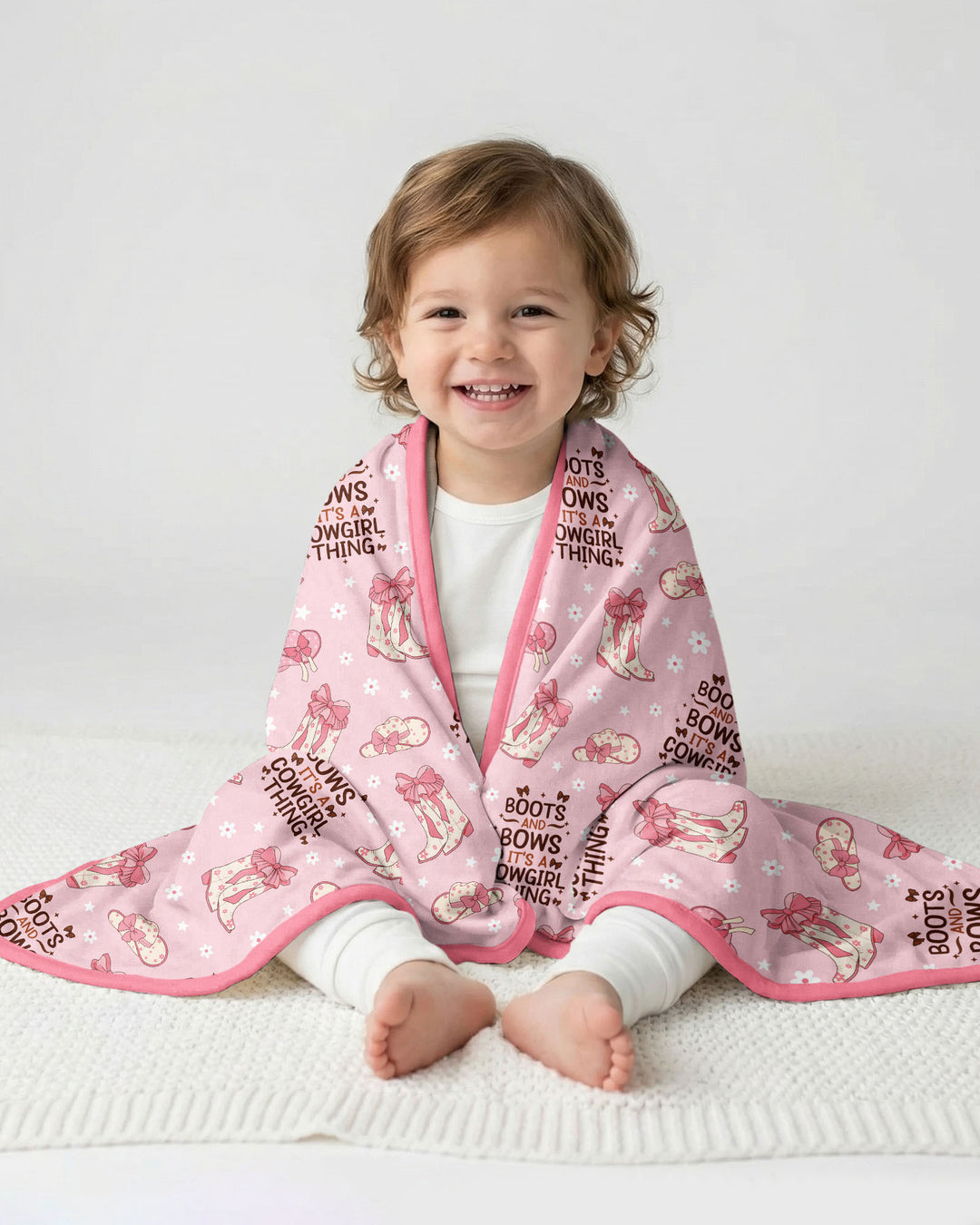 Western Cowgirl Boots And Bows Bamboo Blanket