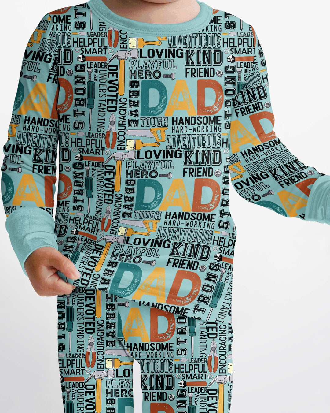 Dad Word Collage Bamboo Two Piece Long Sleeve Pajama Set
