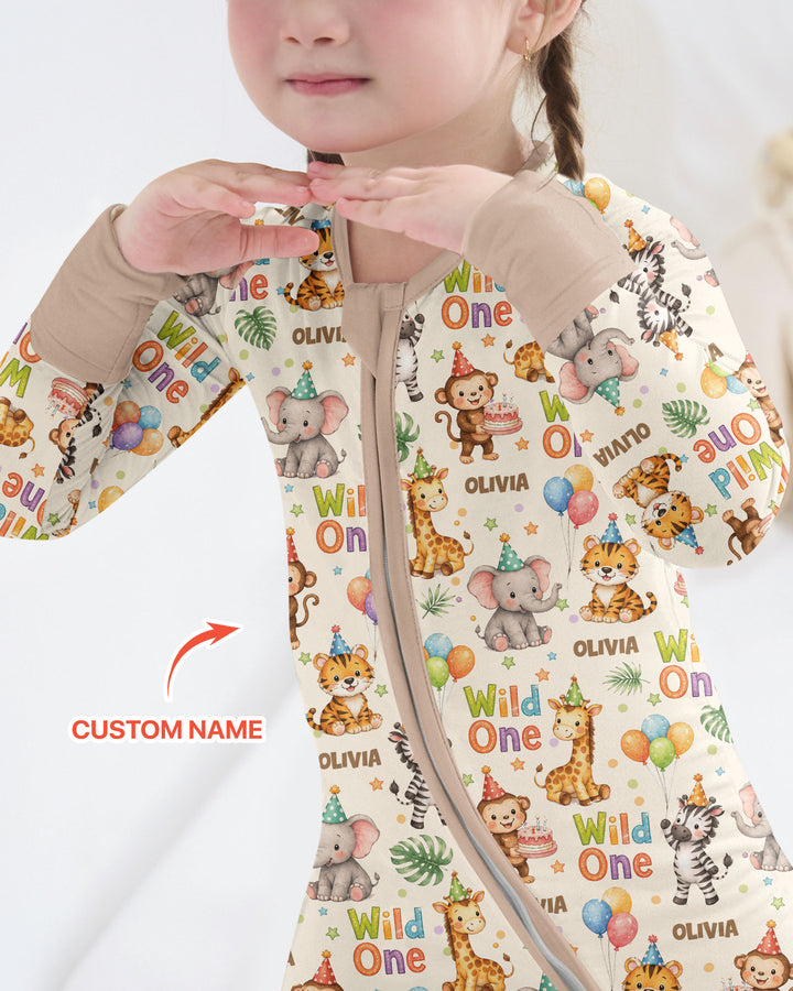 Custom Name 1st Birthday Wild One Bamboo Convertible Zippy