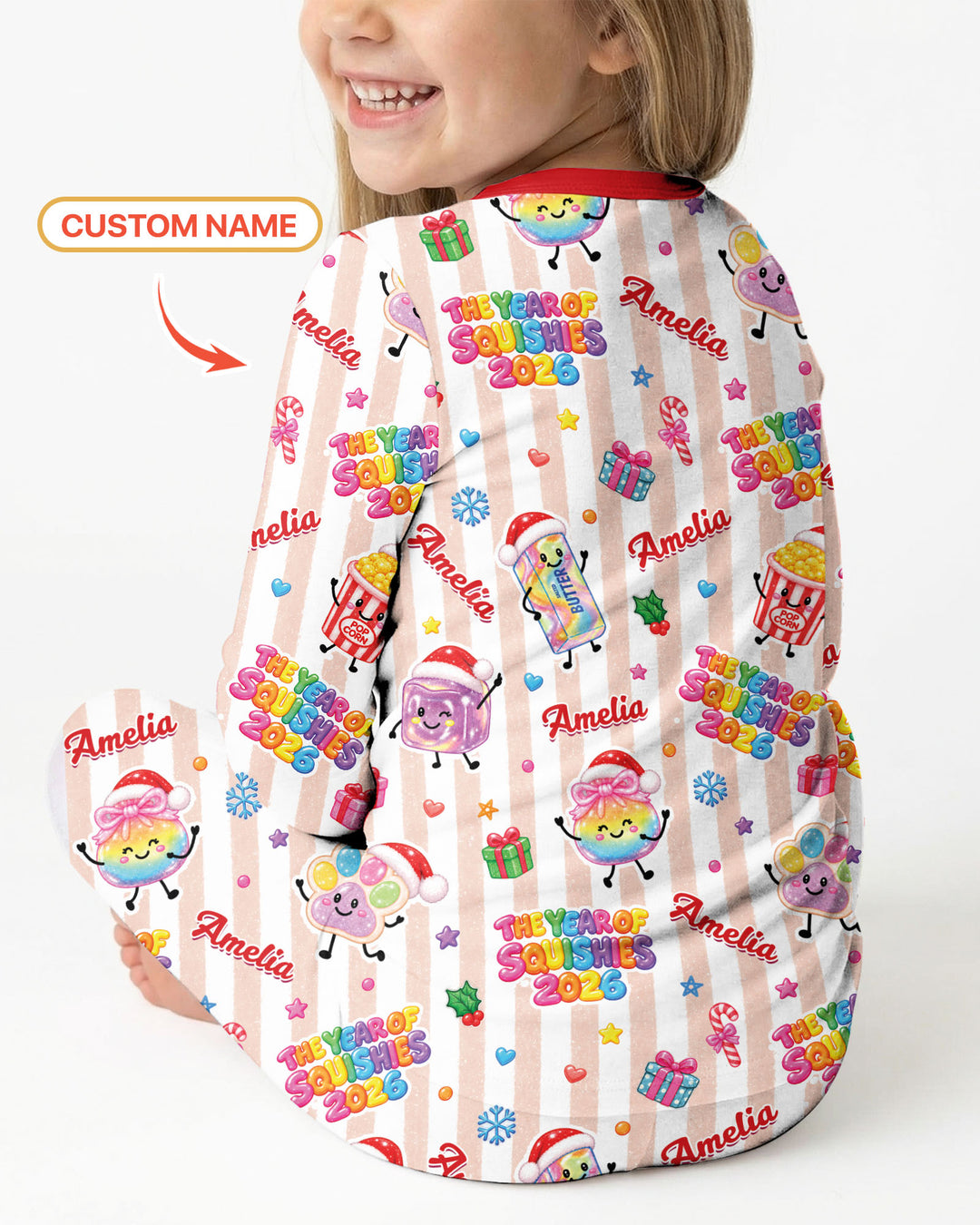 Custom Name The Year of Squishies 2026 Bamboo Two Piece Long Sleeve Pajama Set