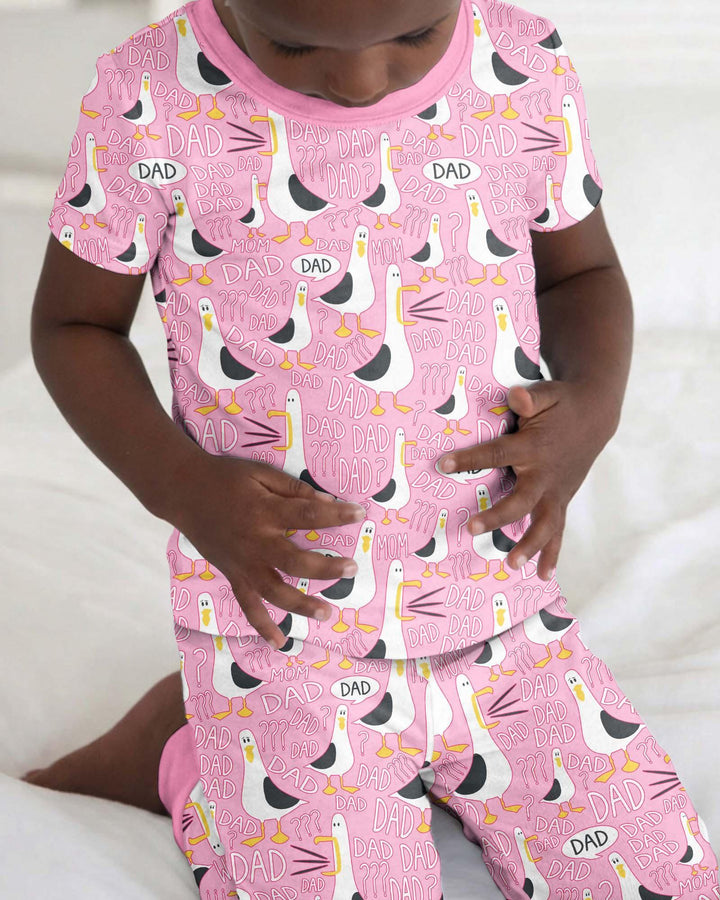 Conjunto de Pijama de Manga Corta de Bambú de Dos Piezas con Gaviota Divertida para PAPÁ
