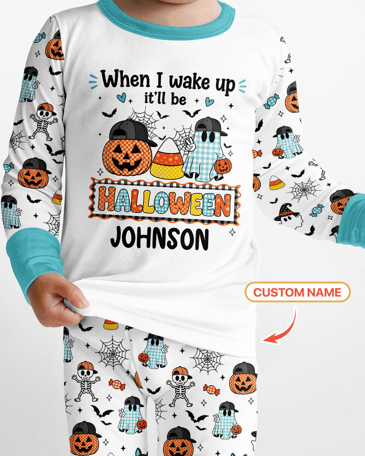 Custom Name When I Wake Up It'll Be Halloween! Bamboo Two Piece Long Sleeve Pajama Set