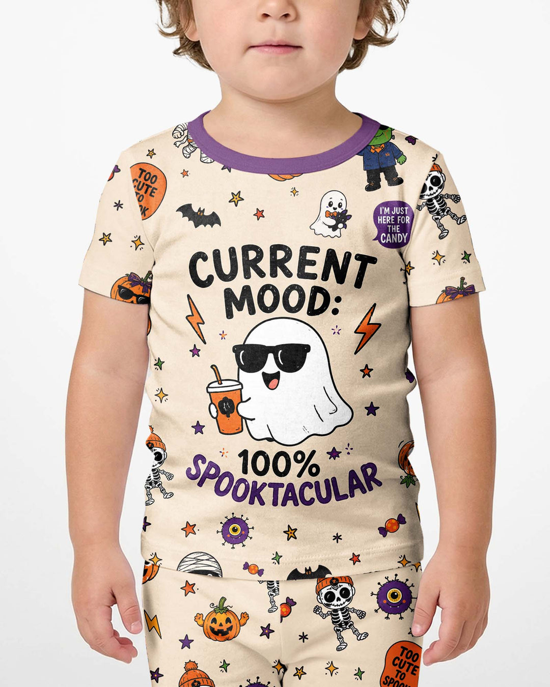 Halloween Friends Bamboo Two Piece Short Sleeve Shorts Pajama Set