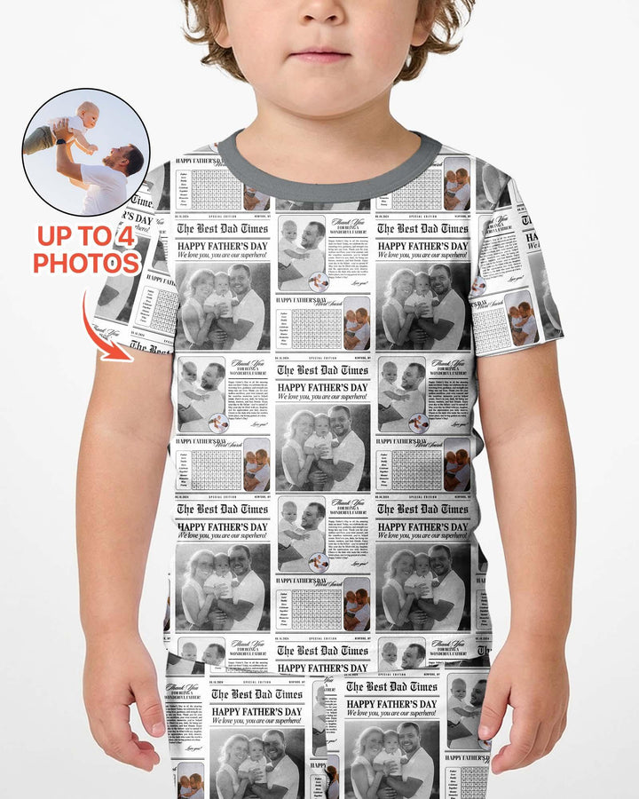 Custom Photo The Best Dad Times Bamboo Two Piece Short Sleeve Shorts Pajama Set