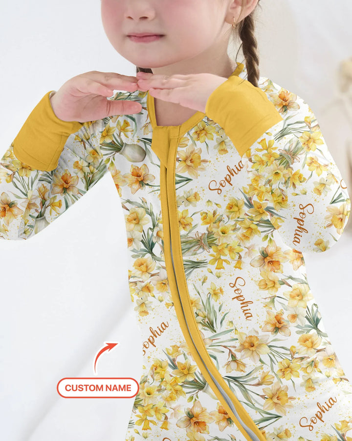 Bambú Convertible Zippy con Flores de Mes de Nacimiento y Nombre Personalizado