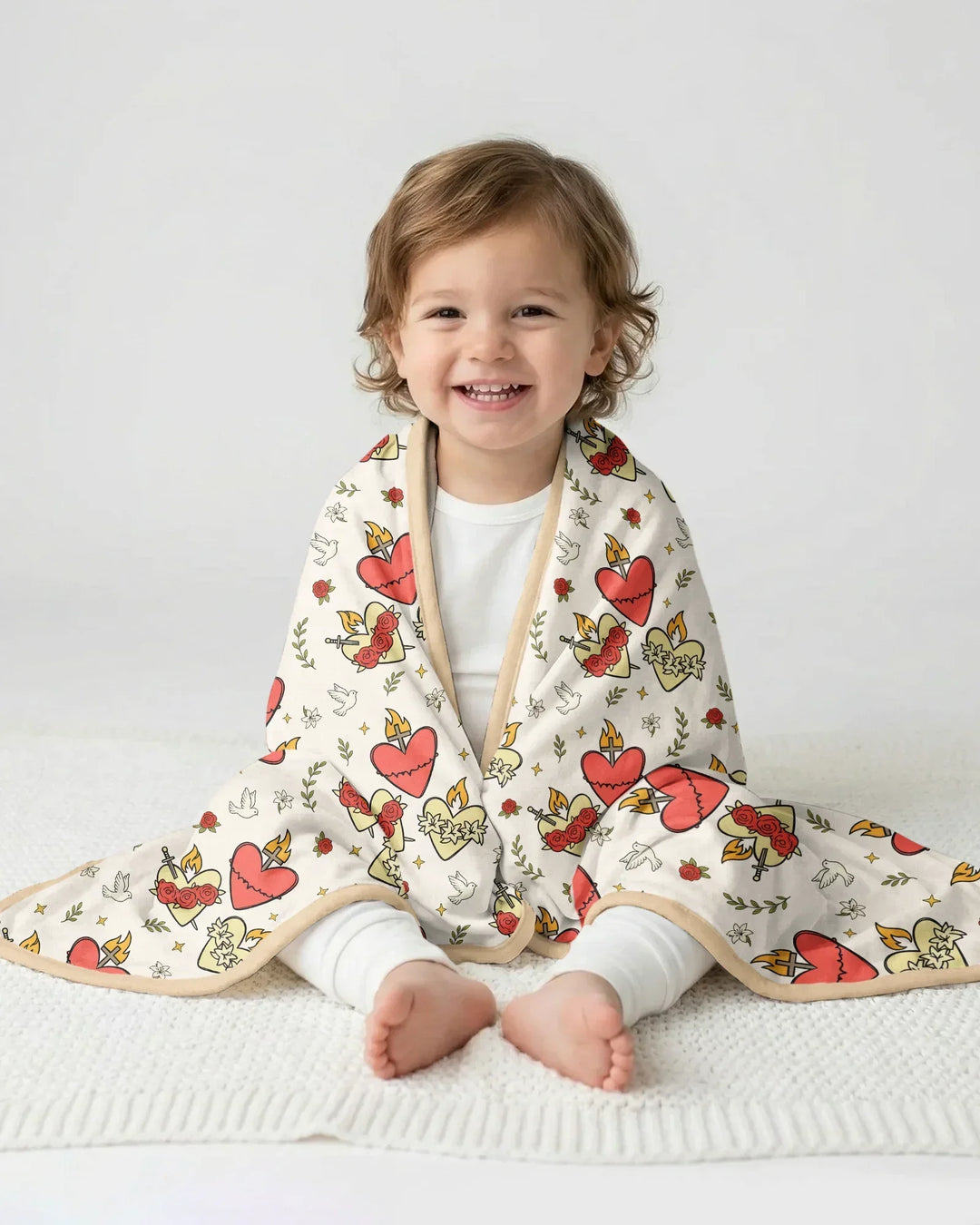 Three Sacred Hearts Bamboo Blanket