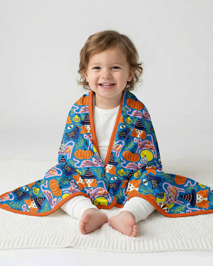 Whimsical Witch Cats Bamboo Blanket