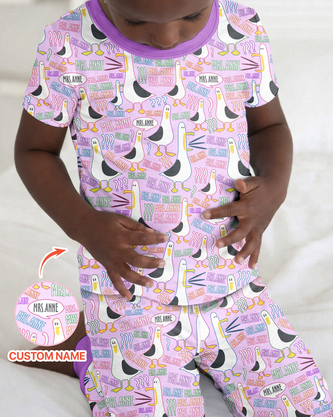Teacher Teacher Teacher Funny Seagull Bamboo Two Piece Short Sleeve Pajama Set