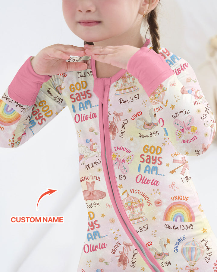 God Says I Am- Ballerina Custom Name Bamboo Convertible Zippy