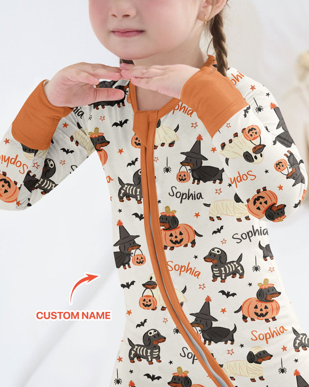 Orange and Black Dachshund Bamboo Convertible Zippy