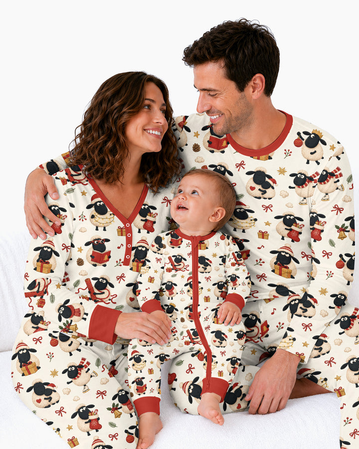 Festive Holiday Sheep Bamboo Women Pajama Set