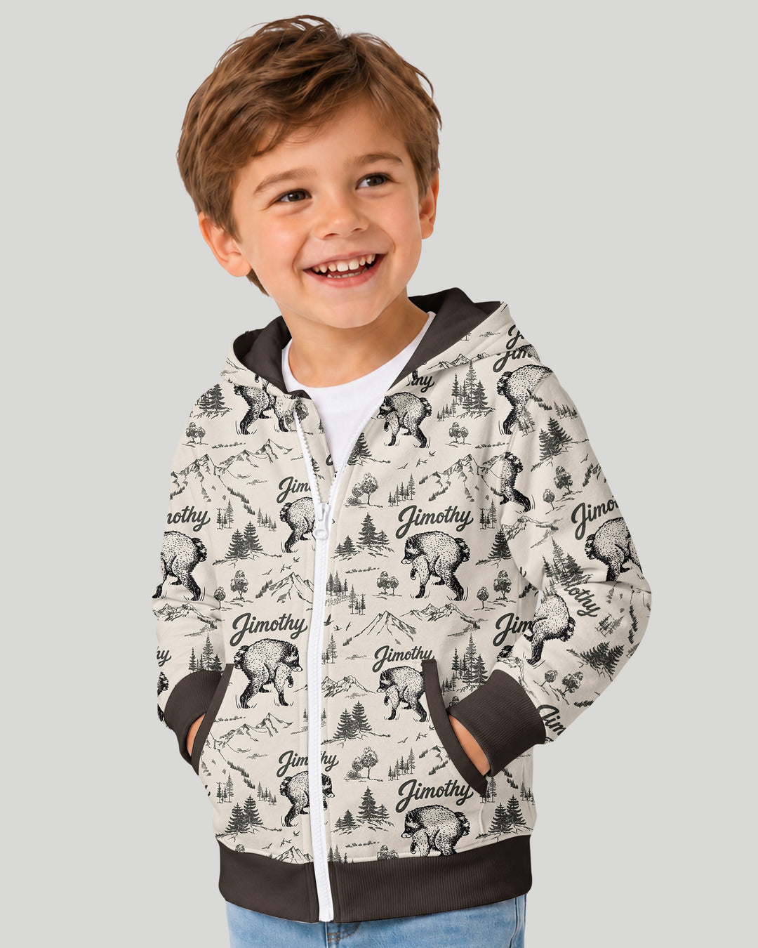 Vintage Jimothy Racoon Family Matching Bamboo Zip Hoodie