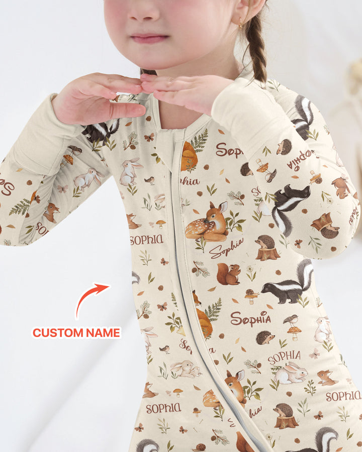 Custom Name Woodland Friends Bamboo Convertible Zippy