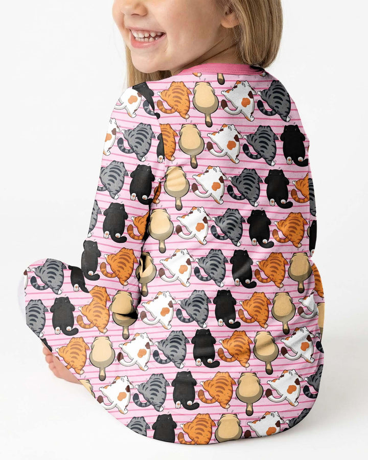 Funny Cat Butts Club Family Matching Bamboo Two Piece Long Sleeve Pajama Set