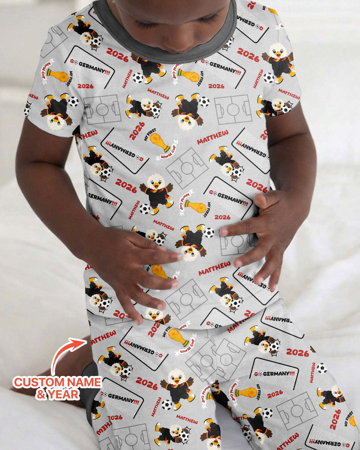 Conjunto de pijama de dos piezas de bambú de manga corta, plantilla personalizada