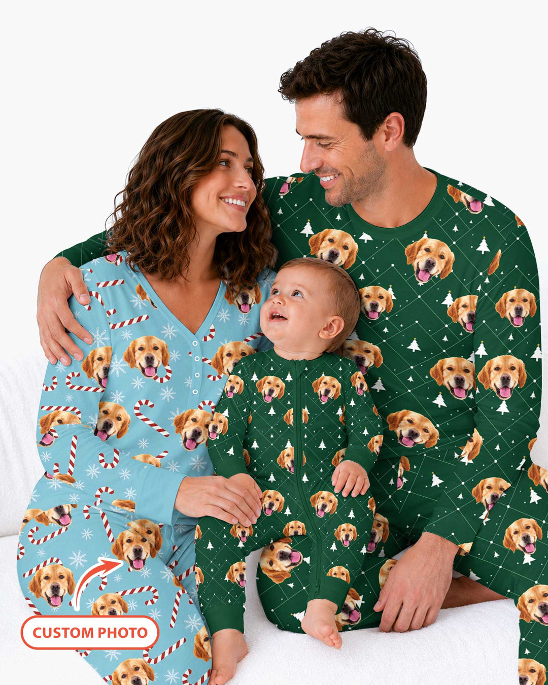 Custom Photo With Christmas Pattern Pajamas Bamboo Women Pajama Set