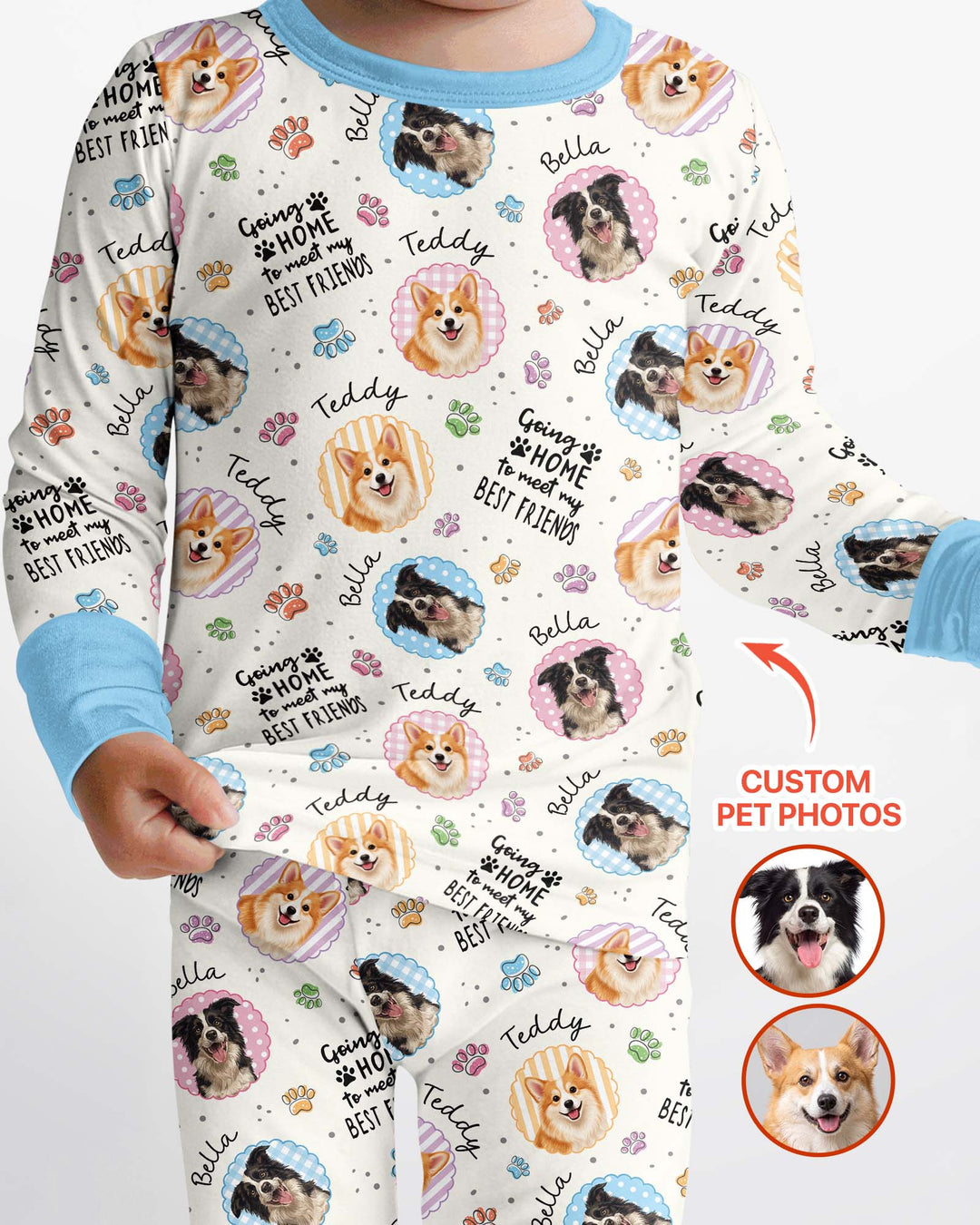 Custom Pet Photo My First Best Friend Bamboo Two Piece Long Sleeve Pajama Set