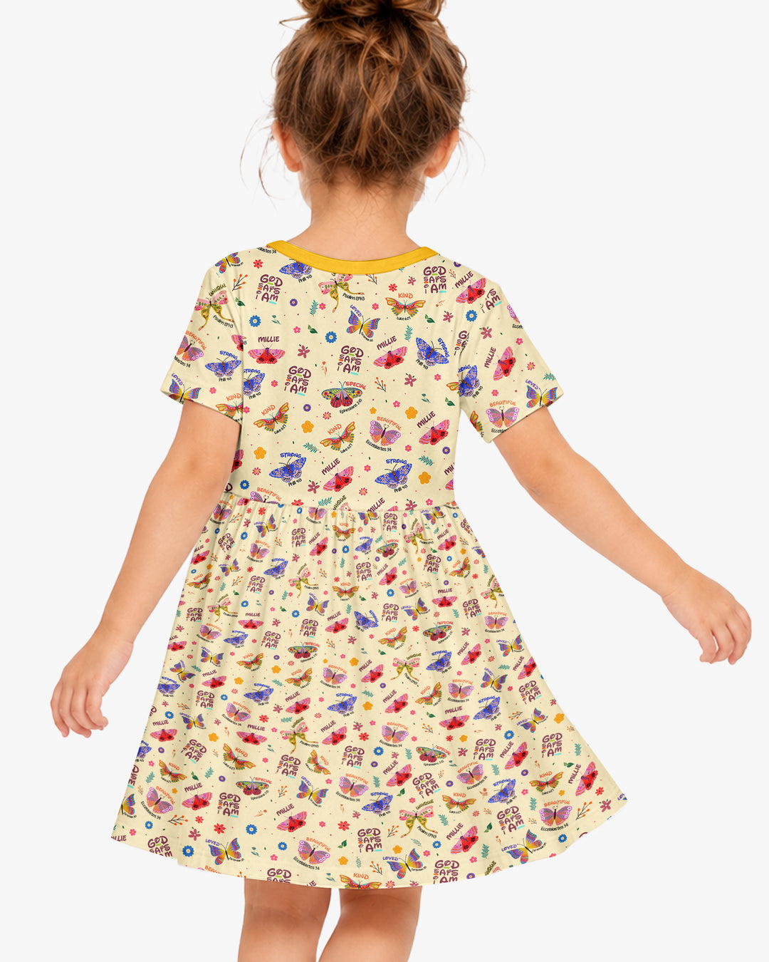 Custom Name God says I am Butterfly Bamboo Twirl Dress