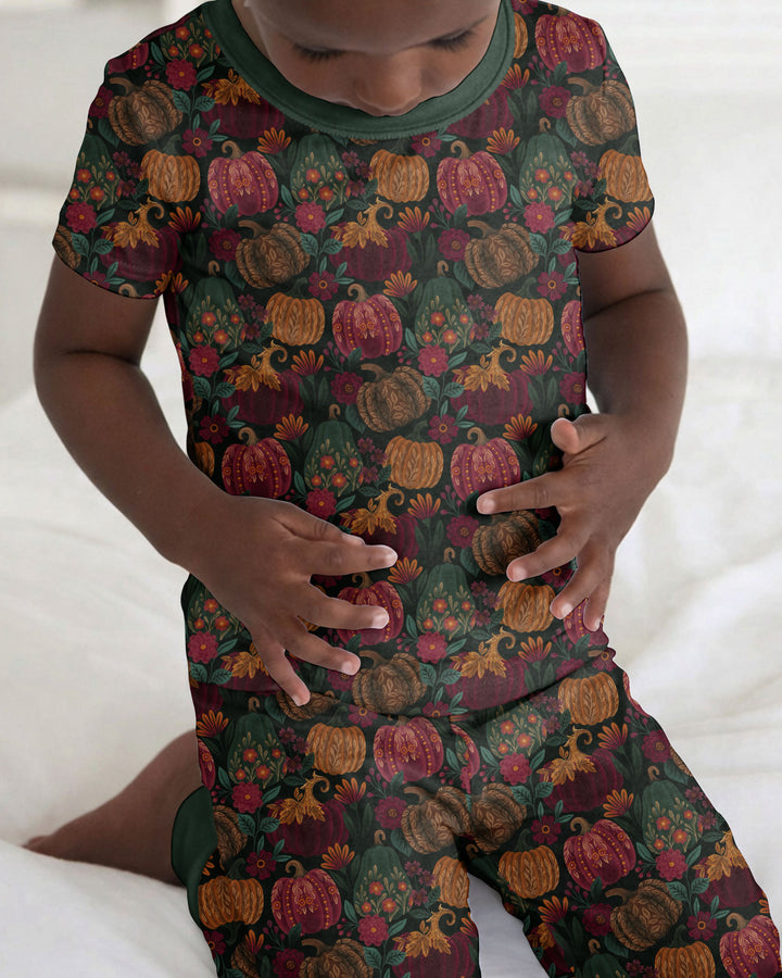 Velvet Pumpkins Bamboo Two Piece Short Sleeve Pajama Set
