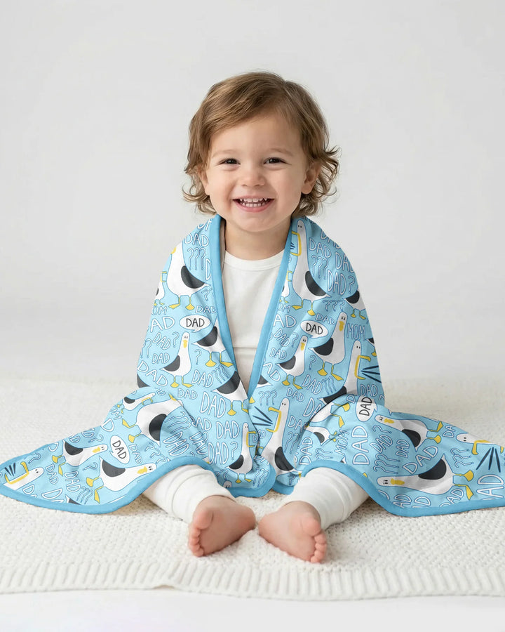 Funny Seagull DAD Bamboo Blanket