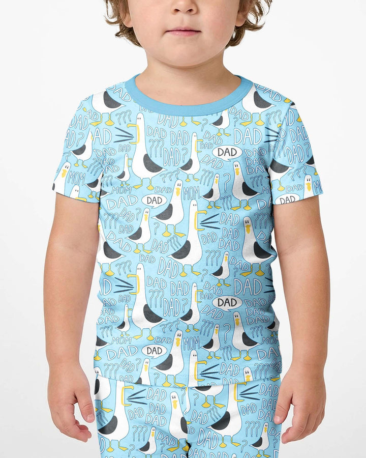 Funny Seagull DAD Bamboo Two Piece Short Sleeve Shorts Pajama Set