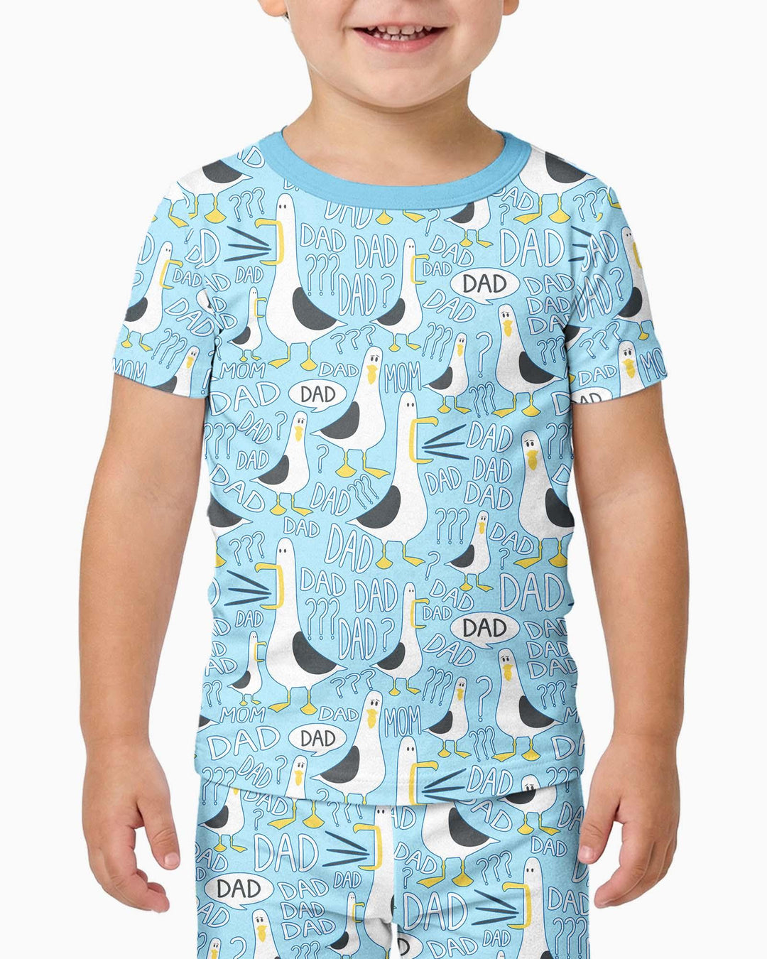 Conjunto de Pijama de Manga Corta de Bambú de Dos Piezas con Gaviota Divertida para PAPÁ