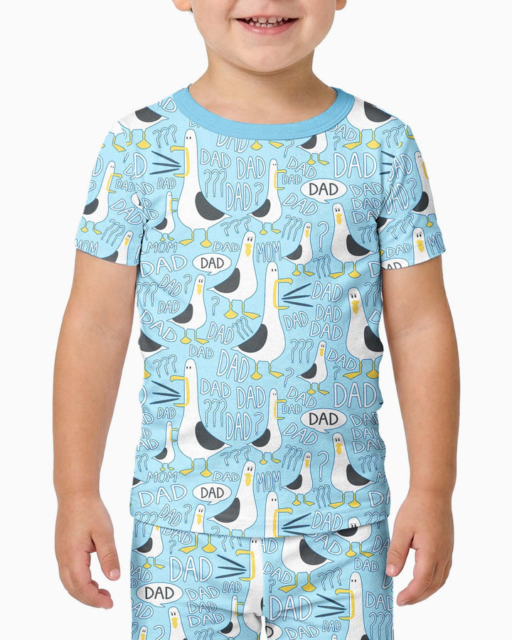 Conjunto de Pijama de Manga Corta de Bambú de Dos Piezas con Gaviota Divertida para PAPÁ