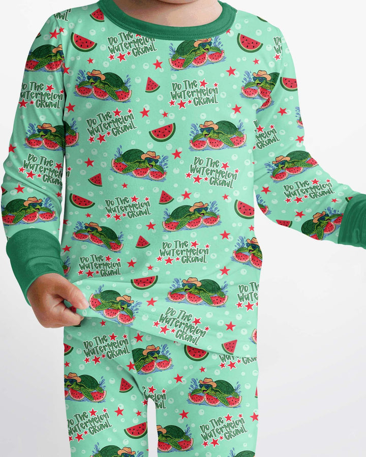 Zweiteiliges Langarm-Pyjama-Set mit Sommerfrüchten