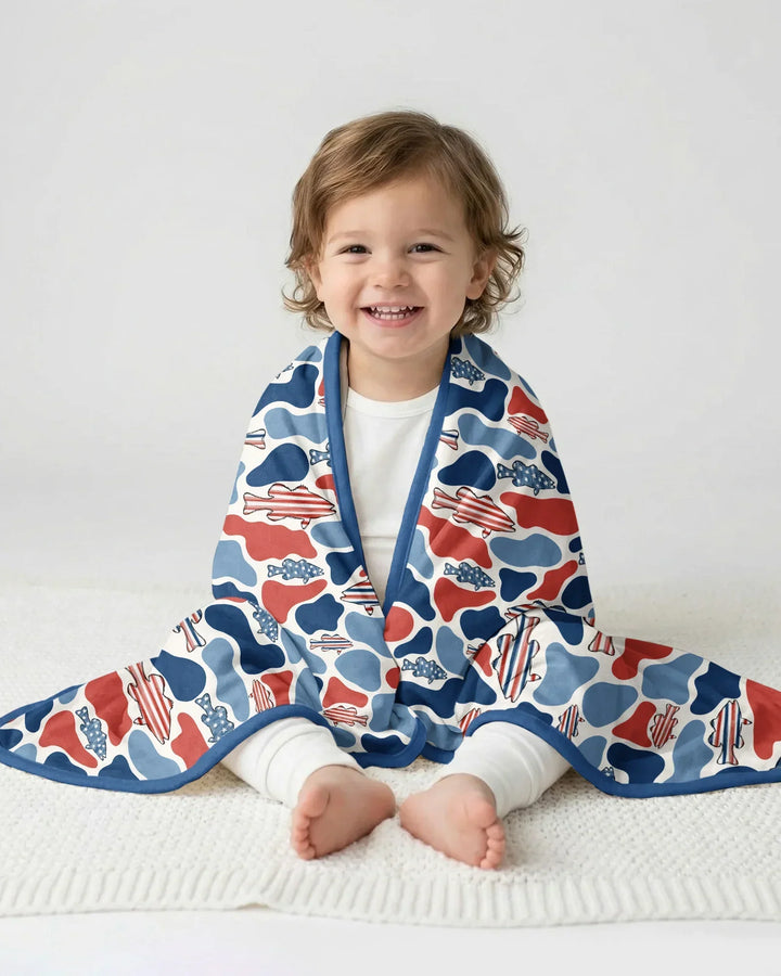 Reel America Daddy & Me Matching Bamboo Blanket