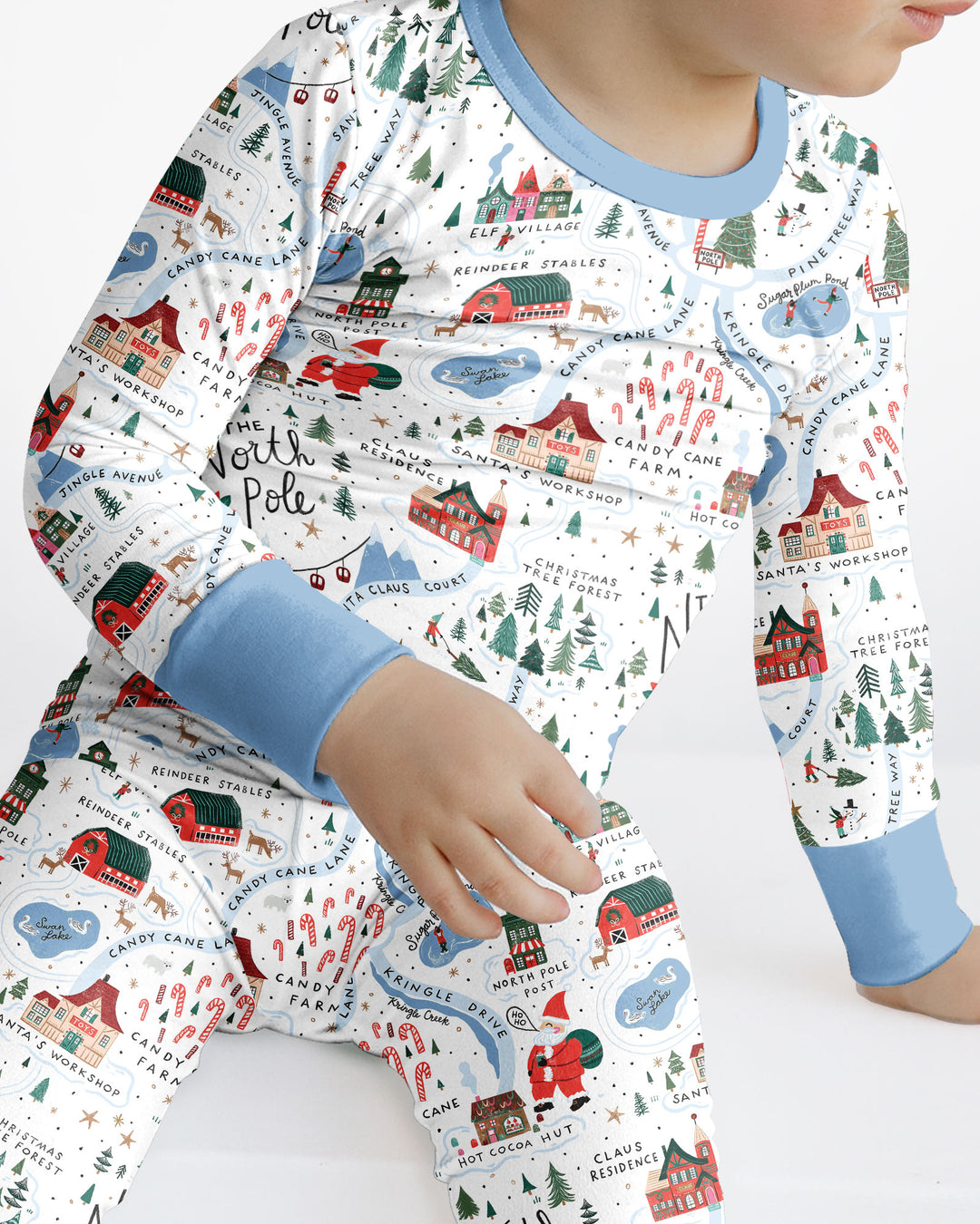 The North Pole Map Bamboo Two Piece Long Sleeve Pajama Set