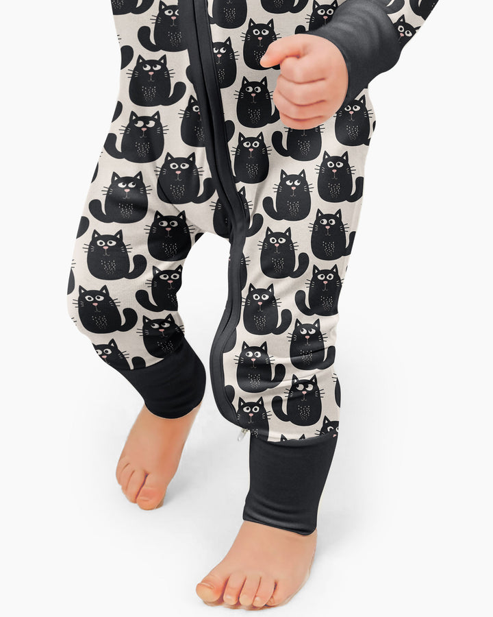 Moody Black Cats in Black and White Bamboo Convertible Zippy