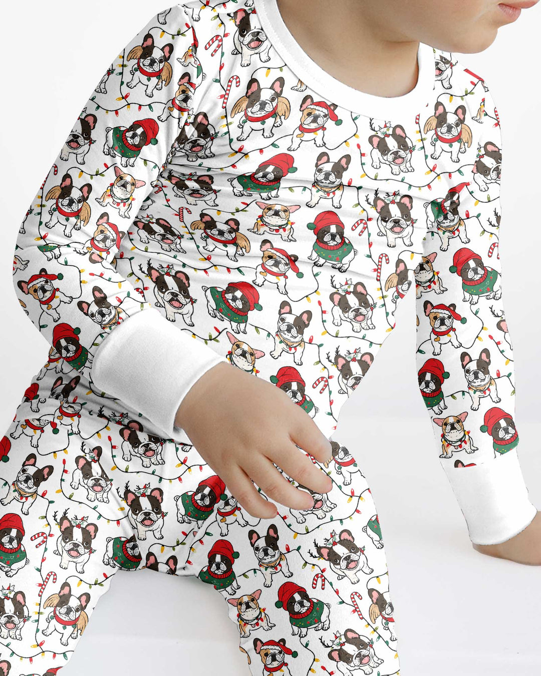 Bulldog Christmas Bamboo Two Piece Long Sleeve Pajama Set