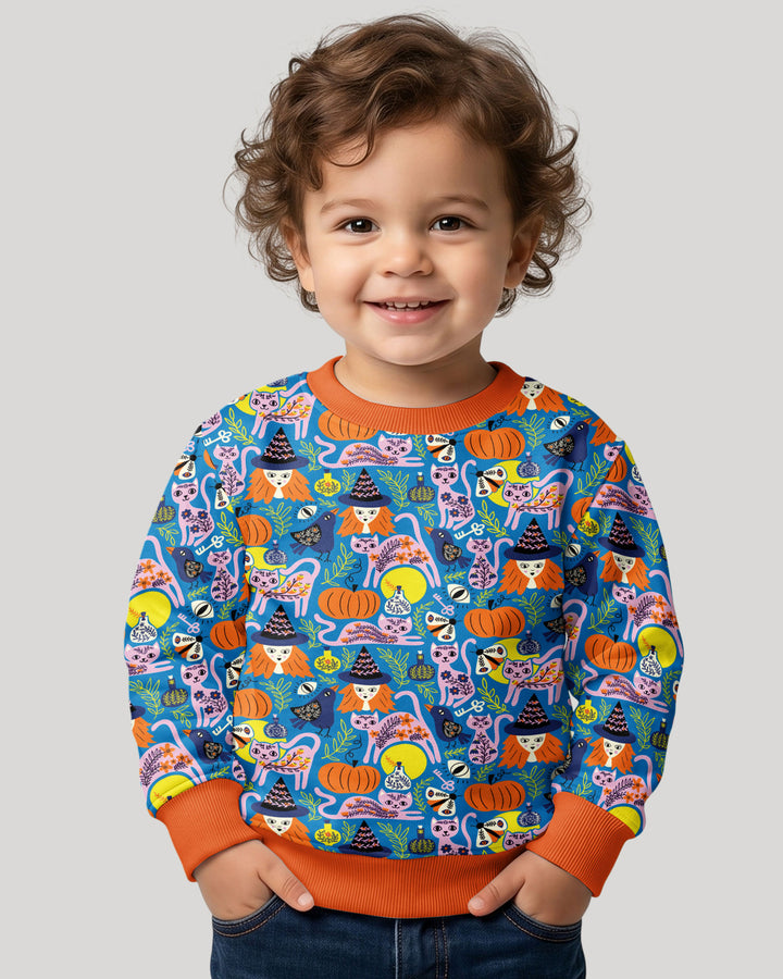 Whimsical Witch Cats Bamboo Crewneck Sweatshirt