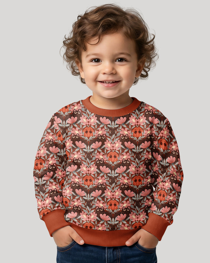 Spooky Owl Pumpkin Folk Floral Halloween Bamboo Crewneck Sweatshirt