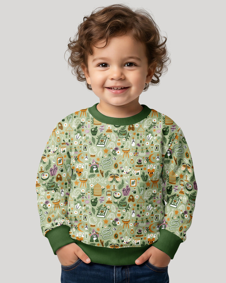 Boho Witchy Celestial Magic Floral Bamboo Crewneck Sweatshirt