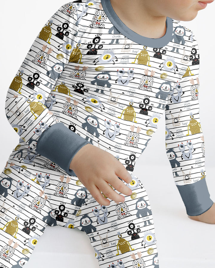 Playful Monster Friends Bamboo Two Piece Long Sleeve Pajama Set