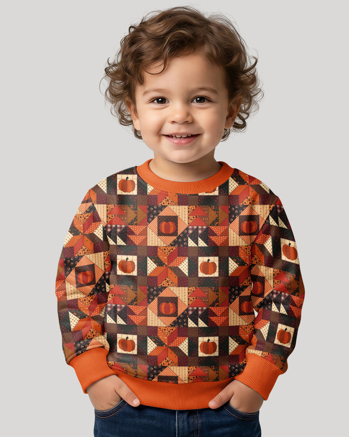 Vintage Pumpkin Patchwork Fall Bamboo Crewneck Sweatshirt