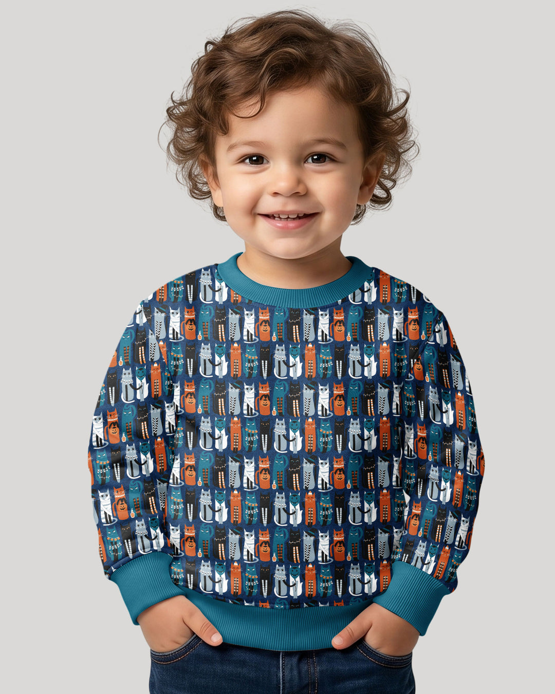 Retro Halloween Cat Bamboo Crewneck Sweatshirt