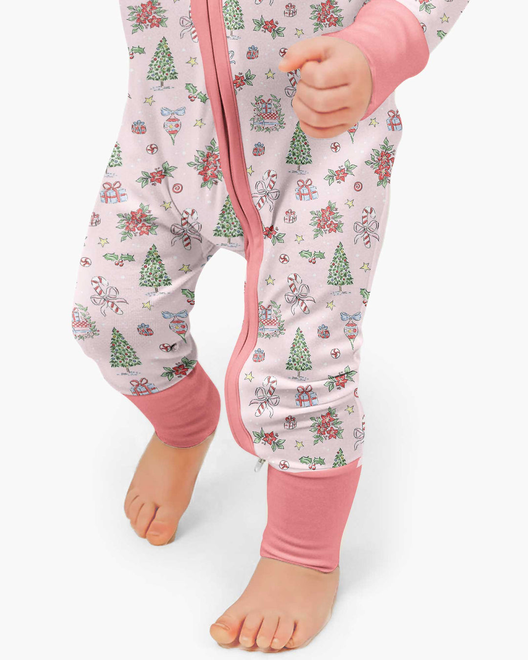 Watercolor Pink Christmas Holidays Christmas Tree Gifts Candy Cane Bamboo Convertible Zippy