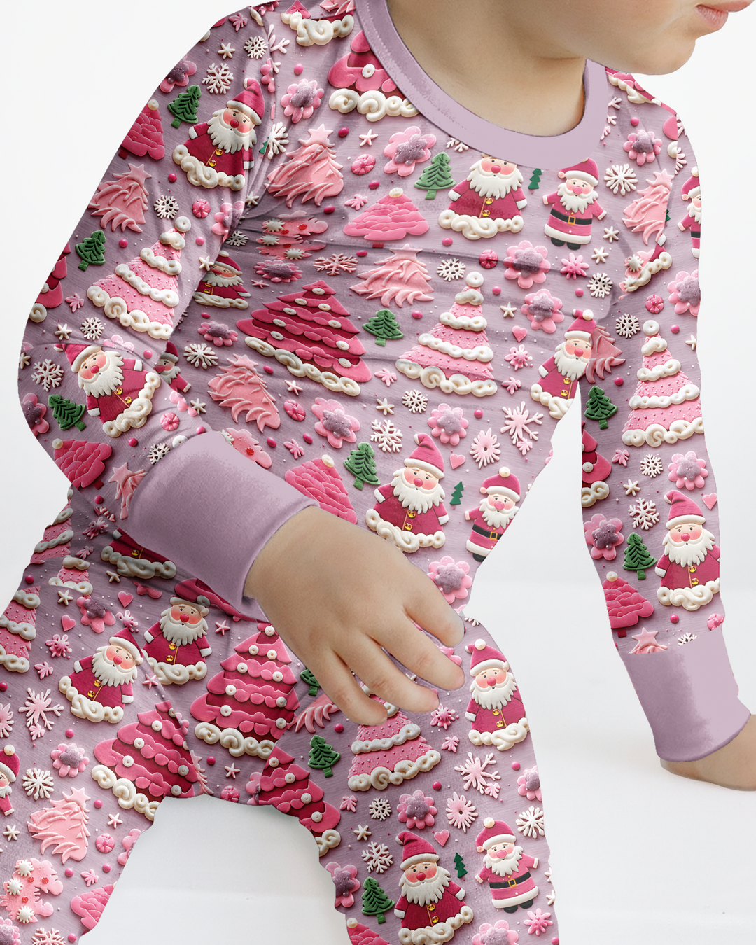 Pink Snowmen Bamboo Two Piece Long Sleeve Pajama Set