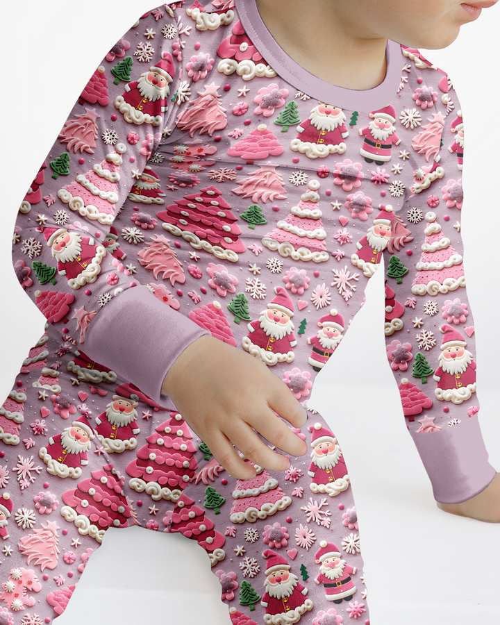 Pink Snowmen Bamboo Two Piece Long Sleeve Pajama Set