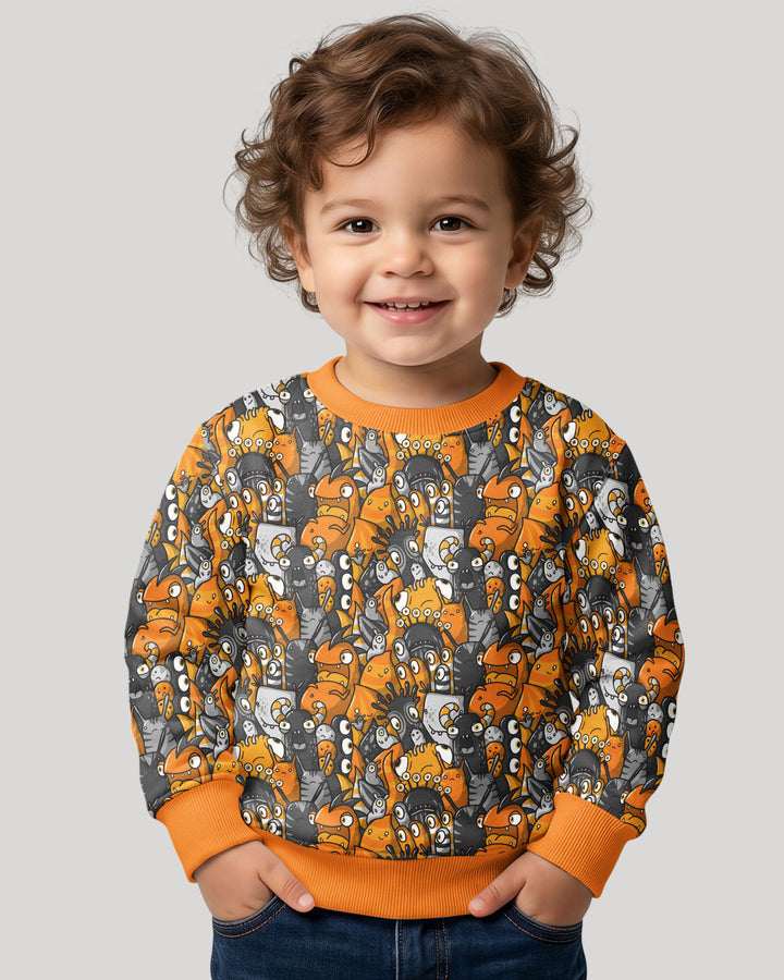 Colorful Doodle Monster Friends Bamboo Crewneck Sweatshirt