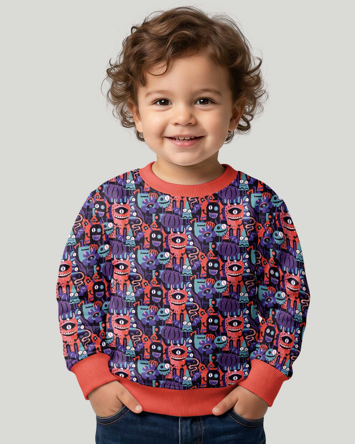 Halloween Multi Eyed Monsters Bamboo Crewneck Sweatshirt