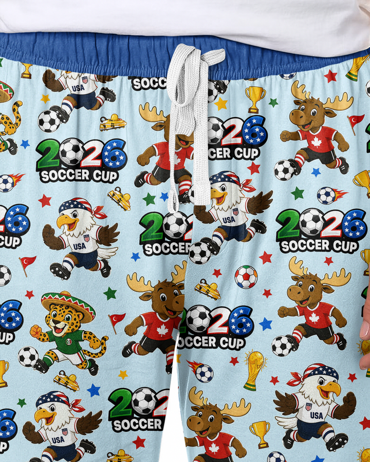 Soccer Cup Cute Mascots Bamboo Men's Pajama Set