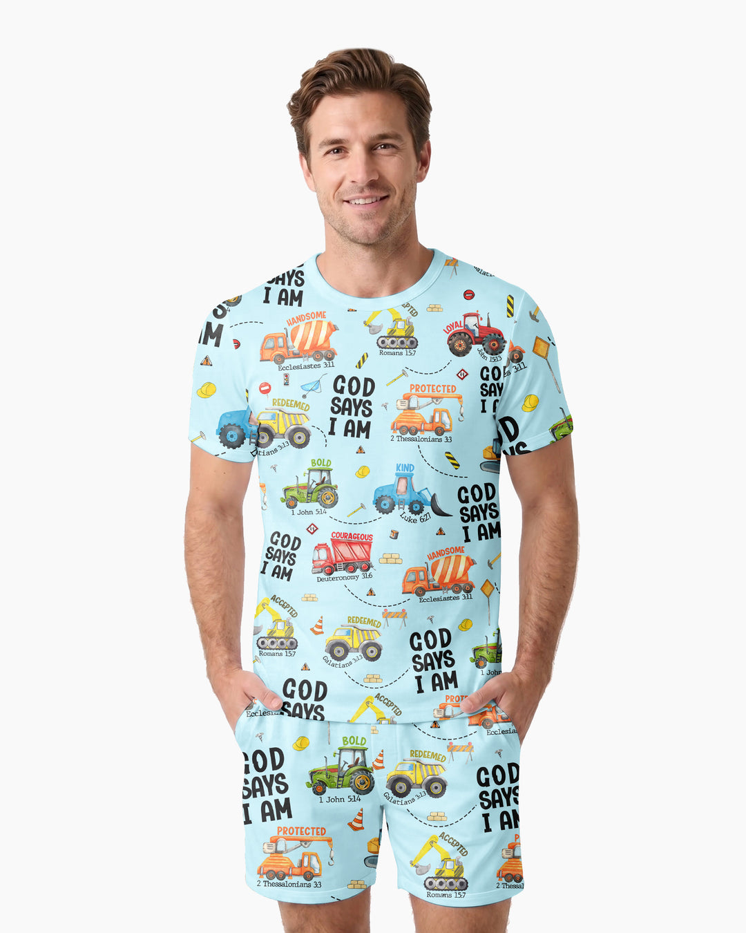God Says I Am Men Short Sleeve Short Pajama Set