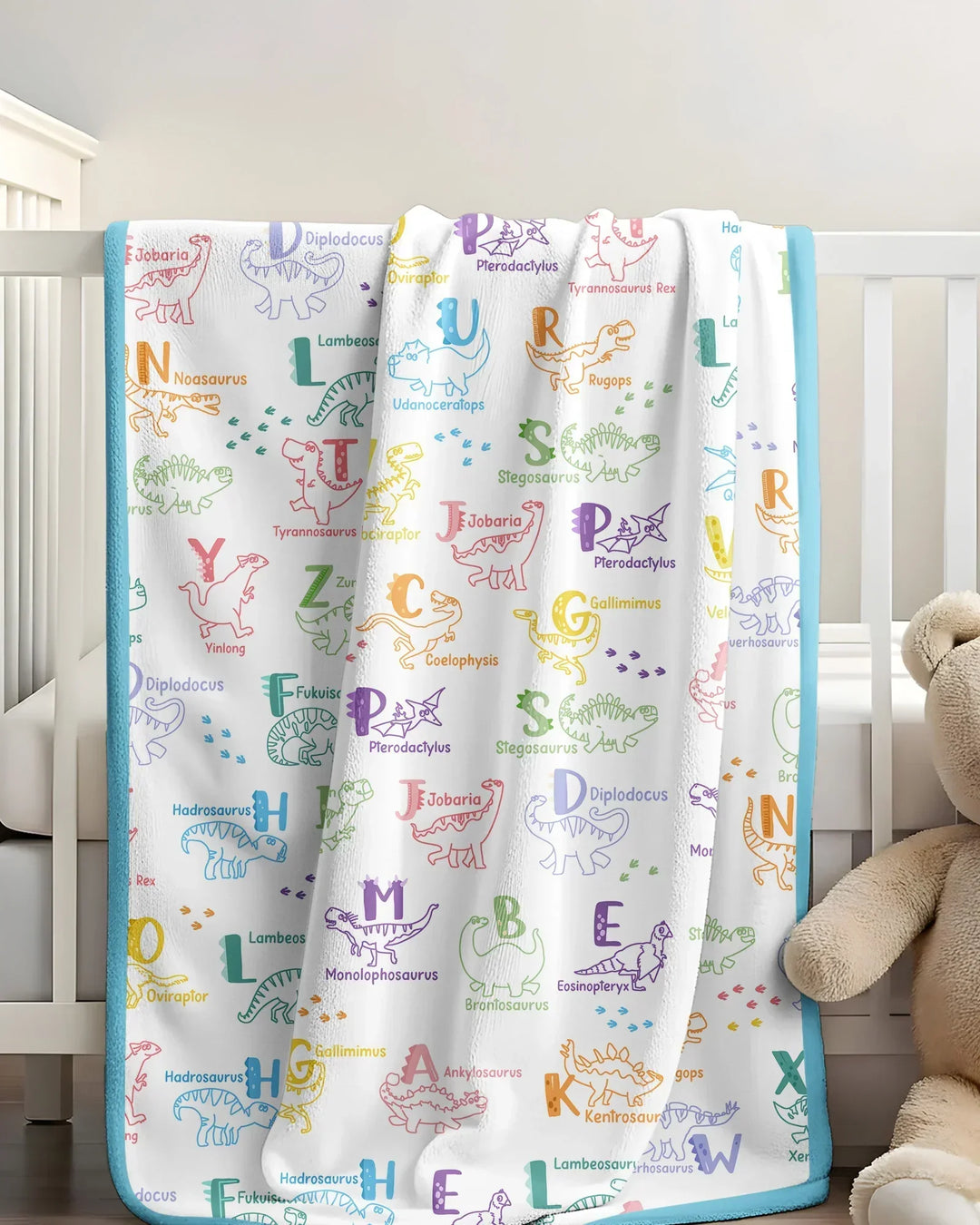Dino Alphabet ABC Bamboo Blanket