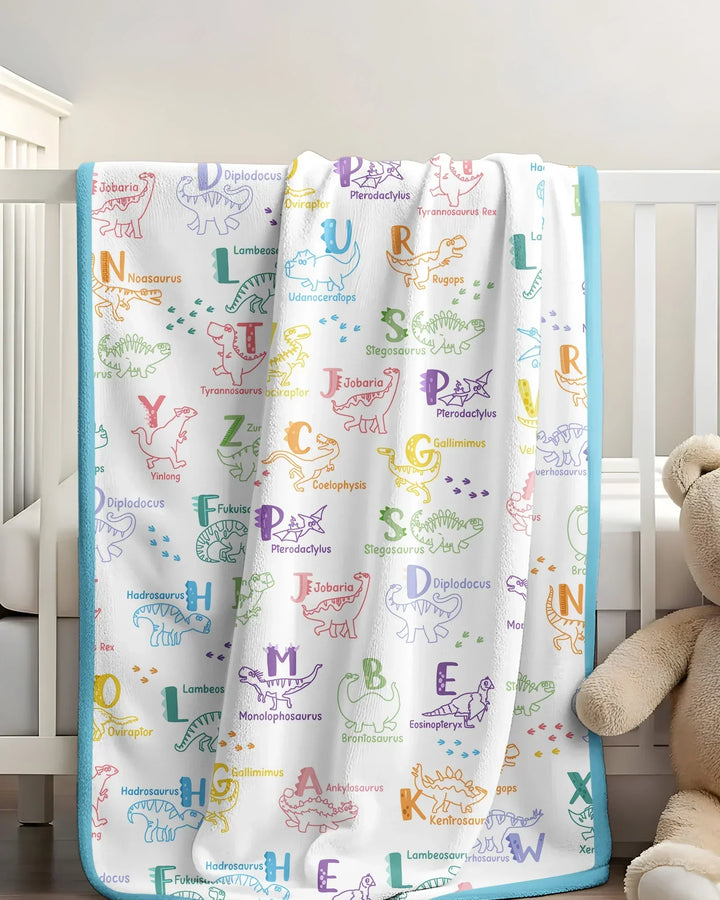 Dino Alphabet ABC Bamboo Blanket